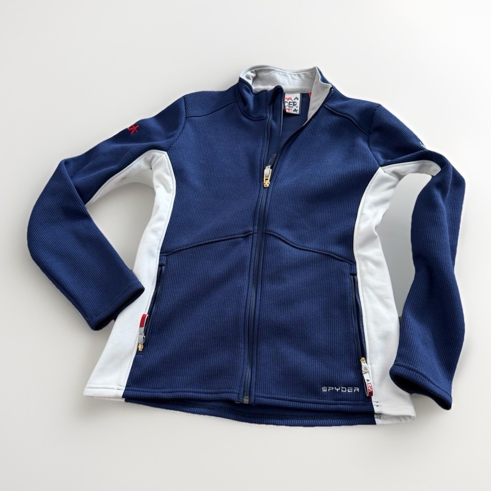 Spyder Team USA Olympic Fleece Jacket Navy Blue Full Zip Women's M